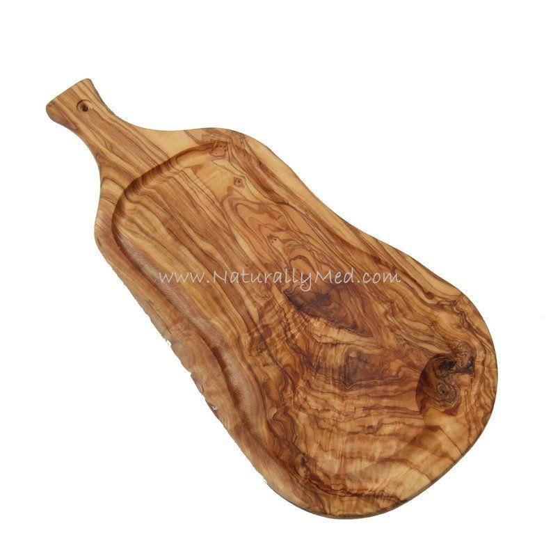 Olive wood carving board with handle