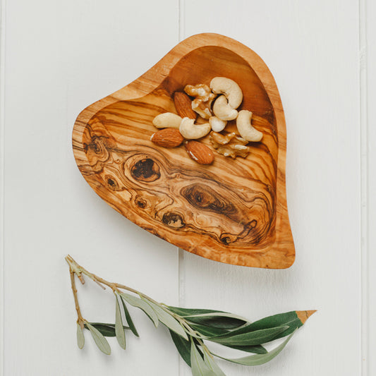 Olive wood heart dish