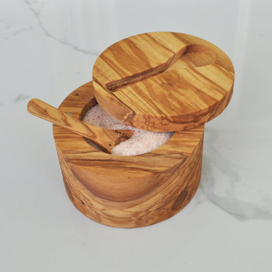 Olive wood salt cellar